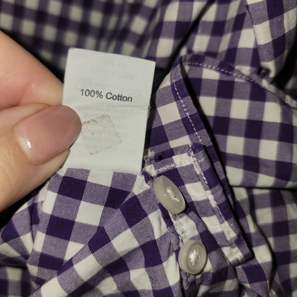 Mens Sz M J. Crew Purple Checked 15-15.5 Long Sleeve Shirt - Picture 3 of 9